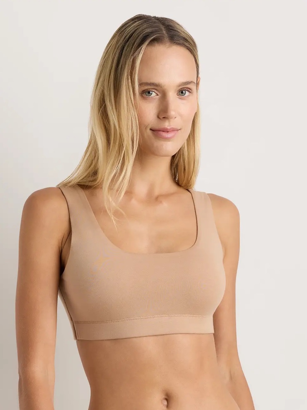 NWOT QUINCE 2 Pack Organic Cotton Tank Bralettes Medium Sand 1015